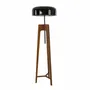 Floor lamps - Floor lamp in black and white aluminium and walnut-coloured pine wood - ANGEL CERDÁ