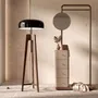 Floor lamps - Floor lamp in black and white aluminium and walnut-coloured pine wood - ANGEL CERDÁ