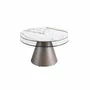 Coffee tables - Extendable round coffee table in tempered glass, porcelain marble and silver-grey steel - ANGEL CERDÁ