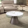 Coffee tables - Extendable round coffee table in tempered glass, porcelain marble and silver-grey steel - ANGEL CERDÁ