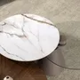 Coffee tables - Extendable round coffee table in tempered glass, porcelain marble and silver-grey steel - ANGEL CERDÁ