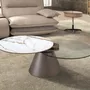Coffee tables - Extendable round coffee table in tempered glass, porcelain marble and silver-grey steel - ANGEL CERDÁ