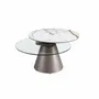 Coffee tables - Extendable round coffee table in tempered glass, porcelain marble and silver-grey steel - ANGEL CERDÁ