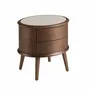 Tables de nuit - Table de chevet en noyer avec plateau en cuir couleur crème - ANGEL CERDÁ
