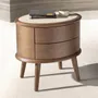 Tables de nuit - Table de chevet en noyer avec plateau en cuir couleur crème - ANGEL CERDÁ