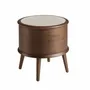 Tables de nuit - Table de chevet en noyer avec plateau en cuir couleur crème - ANGEL CERDÁ