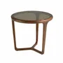 Tables basses - Table d’appoint ronde en verre fumé marron et noyer - ANGEL CERDÁ