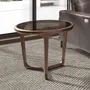 Tables basses - Table d’appoint ronde en verre fumé marron et noyer - ANGEL CERDÁ