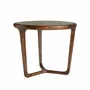 Tables basses - Table d’appoint ronde en verre fumé marron et noyer - ANGEL CERDÁ