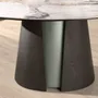 Dining Tables - Round dining table in porcelain marble, dark ash oak and silver-coloured wood - ANGEL CERDÁ