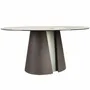 Dining Tables - Round dining table in porcelain marble, dark ash oak and silver-coloured wood - ANGEL CERDÁ