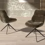 Chaises - Chaise pivotante en velours vert olive - ANGEL CERDÁ