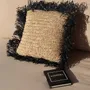 Cushions - The Raffia Cushion Cover Square - Natural Black - 40x40 - BAZAR BIZAR LIVING