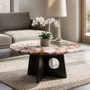 Tables basses - Table basse en marbre rouge blanc Ø 800 mm - SAGIT