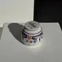 Bols - Petit beurrier à eau en faïence vintage motifs floraux bleus et orange - OFFICE OBJETS