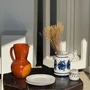 Bols - Petit beurrier à eau en faïence vintage motifs floraux bleus et orange - OFFICE OBJETS
