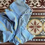 Autres linges de bain - fouta XL bleu/jaune moutarde 220x160cm - OTTOMANIA