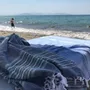 Autres linges de bain - fouta XL bleu marine/vert vif 220x160cm - OTTOMANIA