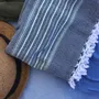 Autres linges de bain - fouta XL bleu marine/vert vif 220x160cm - OTTOMANIA