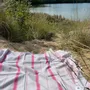 Other bath linens - hammam towel XL light grey/ruby red 220x160cm - OTTOMANIA