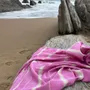 Autres linges de bain - fouta XL fuchsia/tileul 220x160cm - OTTOMANIA