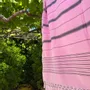 Autres linges de bain - fouta XL rose/noir 220x160cm - OTTOMANIA