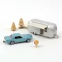 Jouets enfants - Voiture jouet Ford Mustang 1968 Bleu métallisé et Caravane Airstream Jet-car 1/43 - NOREV