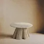 Coffee tables - Plissé Marble & Rattan Coffee Table - LO-FI HOUSE