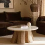 Coffee tables - Plissé Marble & Rattan Coffee Table - LO-FI HOUSE