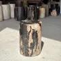 Stools - Black petrified wood side table beige side H35 D24 - 3352 - OFFICE OBJETS