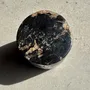 Stools - Black petrified wood side table beige side H35 D24 - 3352 - OFFICE OBJETS