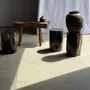 Stools - Black petrified wood side table beige side H35 D24 - 3352 - OFFICE OBJETS