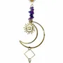Decorative objects - Amethyst Sun Catcher Mobile Against the Evil Eye, Moon Pendant, 38cm - ARABESK