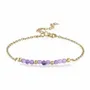 Bracelets - Bracelet Améthyste facettée A – acier inoxydable doré - ARABESK