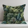 Fabric cushions - 100% linen pilowcase - Green forest - Verdure tapestry print - NORRAVILLA