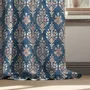 Curtains and window coverings - 100% Linen Curtains  - Indian blue print on heavy linen - NORRAVILLA