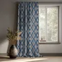 Curtains and window coverings - 100% Linen Curtains  - Indian blue print on heavy linen - NORRAVILLA