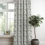 Curtains and window coverings - 100% Linen Curtains  - Beige floral  print on heavy linen - NORRAVILLA