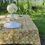 Table cloths - 100% linen tablecloth - Mustard flower print on heavy linen - NORRAVILLA