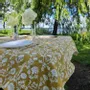 Table cloths - 100% linen tablecloth - Mustard flower print on heavy linen - NORRAVILLA