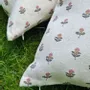 Comforters and pillows - 100% Linen Pillowcase - Beige small flowers print on heavy linen - NORRAVILLA