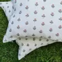 Comforters and pillows - 100% Linen Pillowcase - Beige small flowers print on heavy linen - NORRAVILLA