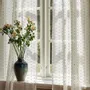 Rideaux et voilages - Rideaux 100 % lin - Imprimé floral beige sur lin transparent - NORRAVILLA