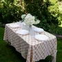 Table cloths - 100% linen tablecloth - Floral Yellow Tansy print on heavy linen - NORRAVILLA