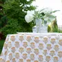 Table cloths - 100% linen tablecloth - Floral Yellow Tansy print on heavy linen - NORRAVILLA