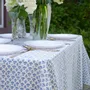 Table cloths - 100% linen tablecloth - Blue Fleur de lis print on heavy linen - NORRAVILLA