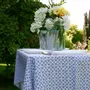 Table cloths - 100% linen tablecloth - Blue Fleur de lis print on heavy linen - NORRAVILLA