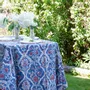 Table cloths - 100% linen tablecloth - Blue Indian floral print on heavy linen - NORRAVILLA