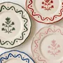 Everyday plates - Scalloped Floral Dessert Plate | Hand-crafted Ceramic | 8.5 Inch - CASA AMAROSA
