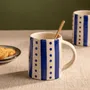 Everyday plates - Stripe & Dot Mug | Hand-Painted Ceramic Stoneware | 4 Inch - CASA AMAROSA